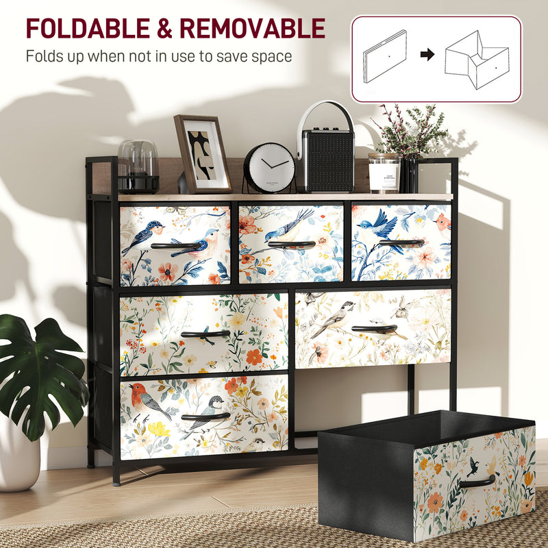 HOMCOM 7-Drawer Chest of Drawers, Fabric Dresser with Open Shelf
