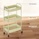 HOMCOM 3 Tier Rolling Utility Cart with 3 Mesh Basket