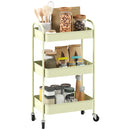 HOMCOM 3 Tier Rolling Utility Cart with 3 Mesh Basket