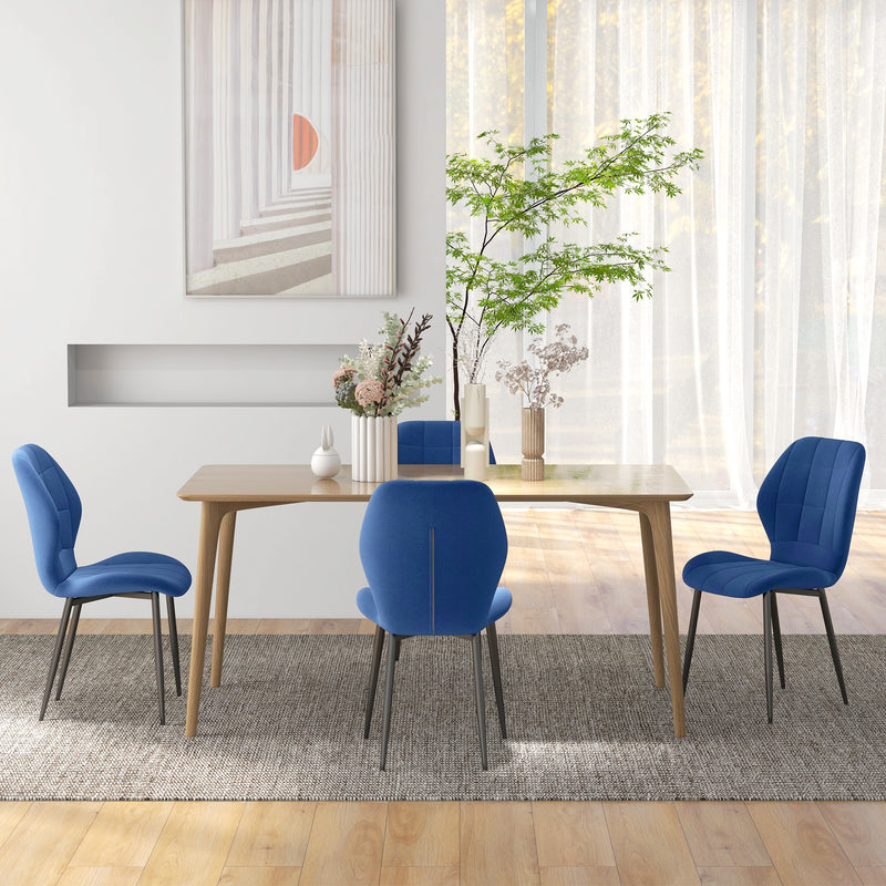 HOMCOM Modern Style Kitchen Chairs Set Of 4 With Flannel Upholstered, Light Grey