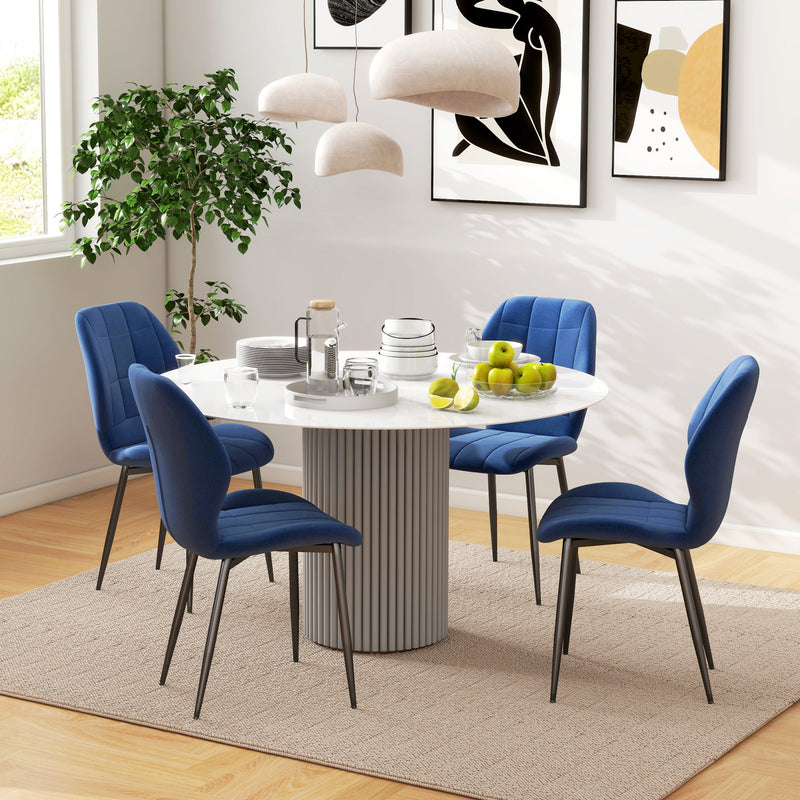 HOMCOM Modern Style Kitchen Chairs Set Of 4 With Flannel Upholstered, Light Grey