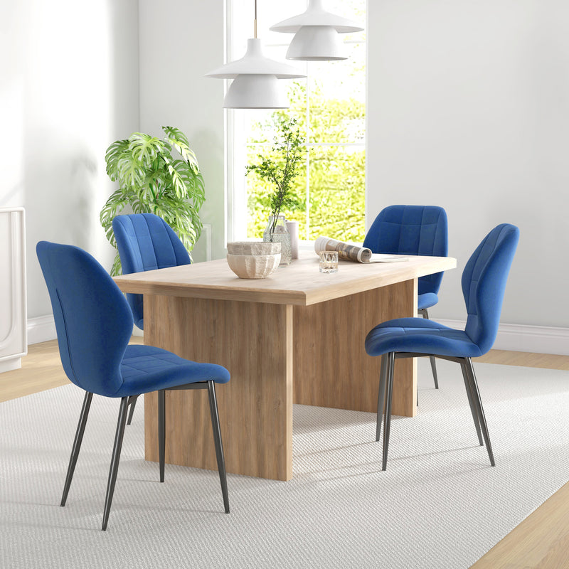 HOMCOM Modern Style Kitchen Chairs Set Of 4 With Flannel Upholstered, Light Grey