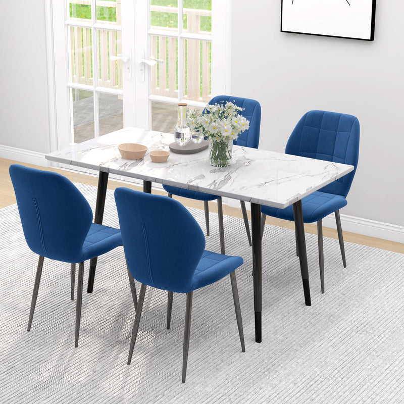 HOMCOM Modern Style Kitchen Chairs Set Of 4 With Flannel Upholstered, Light Grey