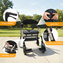 HOMCOM 2-in-1 Mobility Walker With Seat, Foldable Rollator With Footrests