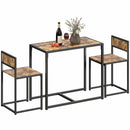 HOMCOM 3 Piece Dining Table Set With Metal Frame Rustic Brown
