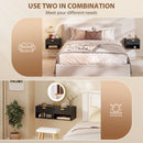 HOMCOM Floating Bedside Tables Set Of 2 With Fluted Drawer Open Shelf Black