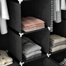 HOMCOM Portable Fabric Wardrobe with 5 Shelves and 3 Fabric Drawers, Black