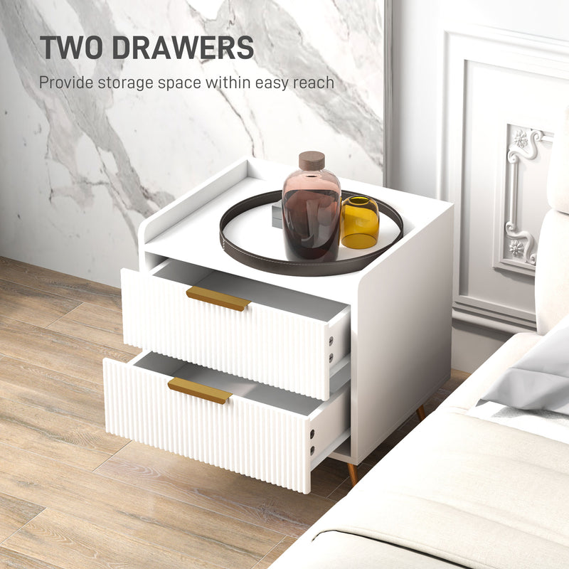 HOMCOM Bedside Table with 2 Drawers for Bedroom, Living Room
