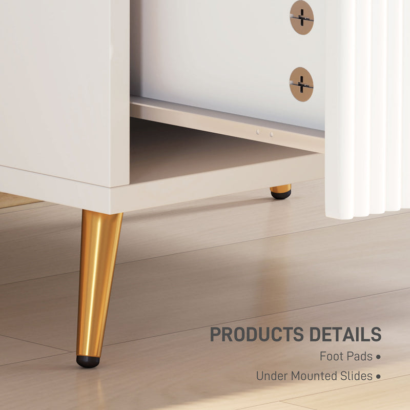 HOMCOM Bedside Table with 2 Drawers for Bedroom, Living Room