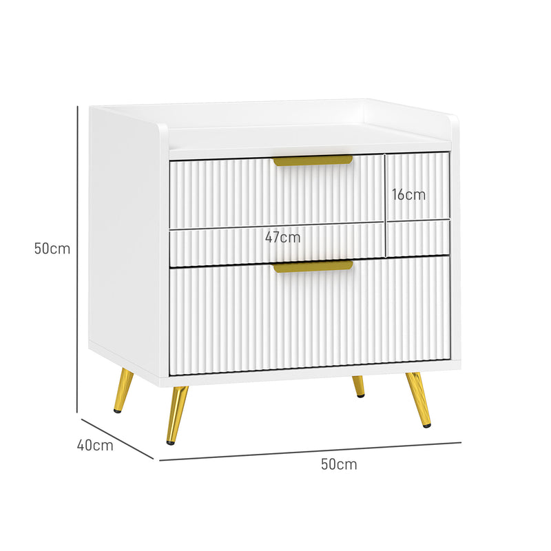 HOMCOM Bedside Table with 2 Drawers for Bedroom, Living Room