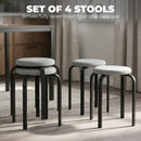 HOMCOM Stackable Stools Modern Cushioned Set of 4 Grey