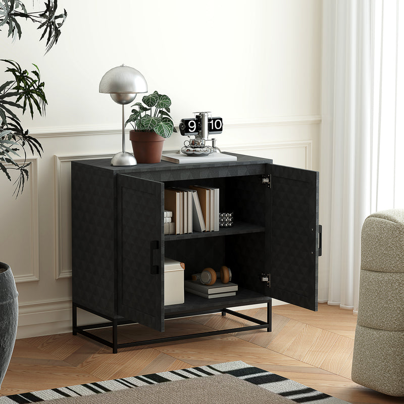 HOMCOM Modern Storage Cupboard with Adjustable Shelf and 2 Doors