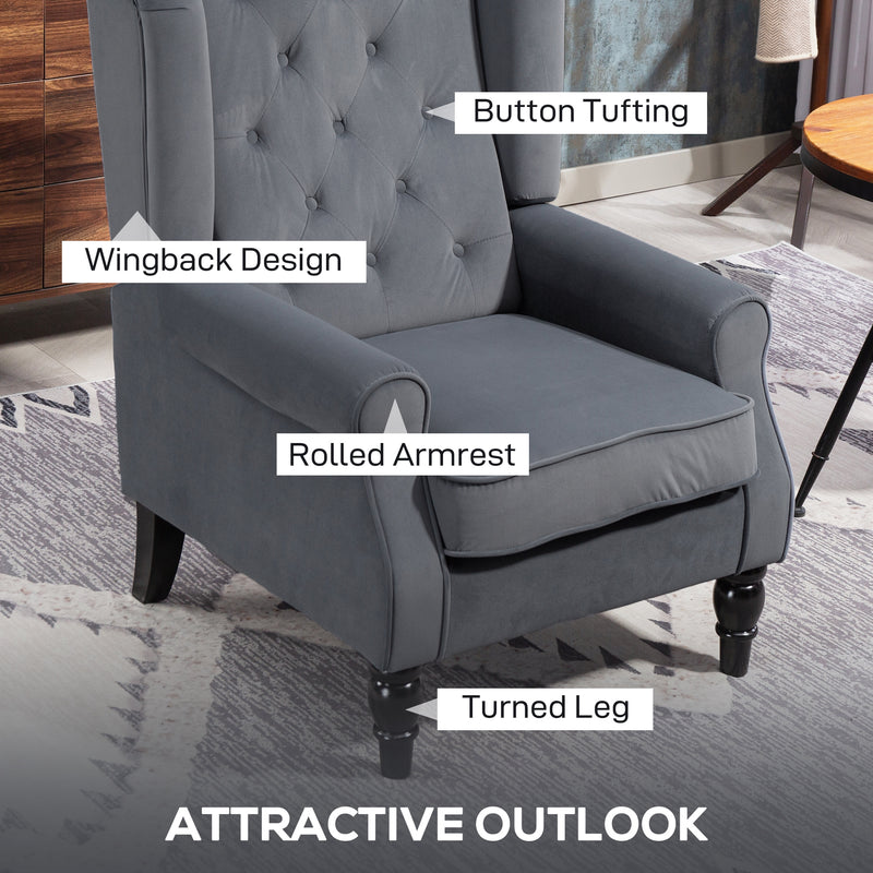 HOMCOM Accent Armchair Home Furniture Retro Tufted Club Fabric