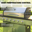 Outsunny 6 Burner Liquid Propane Gas BBQ Grill, Portable Gas Barbecue Grill
