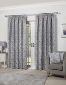 Duchess - Lined Pencil Pleat Jacquard Curtains in Silver