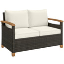 Outsunny Rattan Garden Sofa With Cushioned Wide Seats Brown