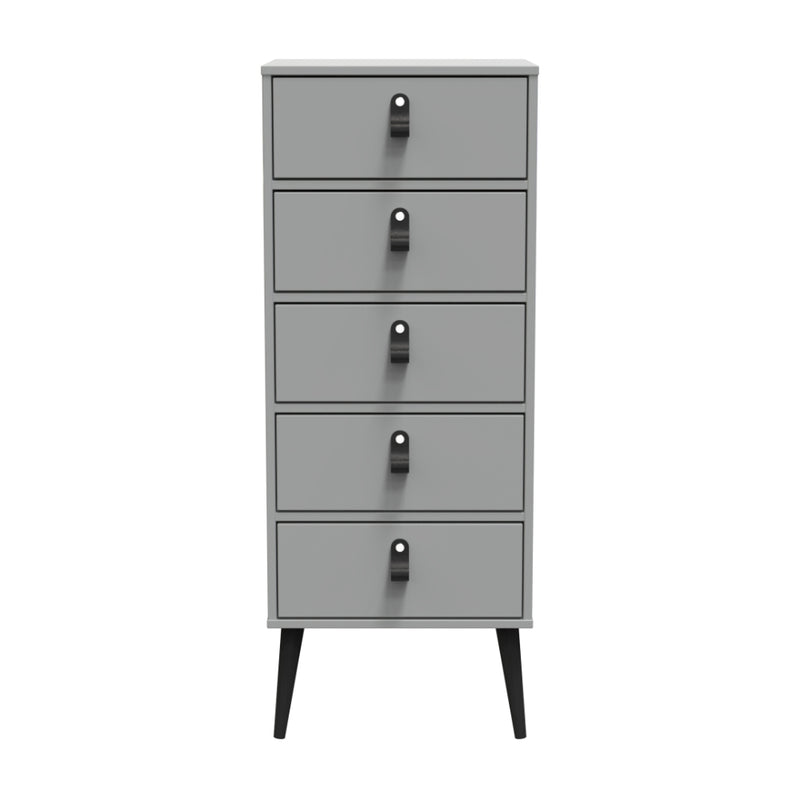 Dublin Ready Assembled Tallboy Chest of Drawers with 5 Drawers  - Dusk Grey