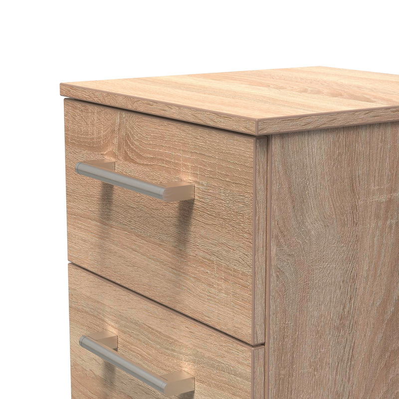 Denver Ready Assembled Bedside Table with 3 Drawers - Oak