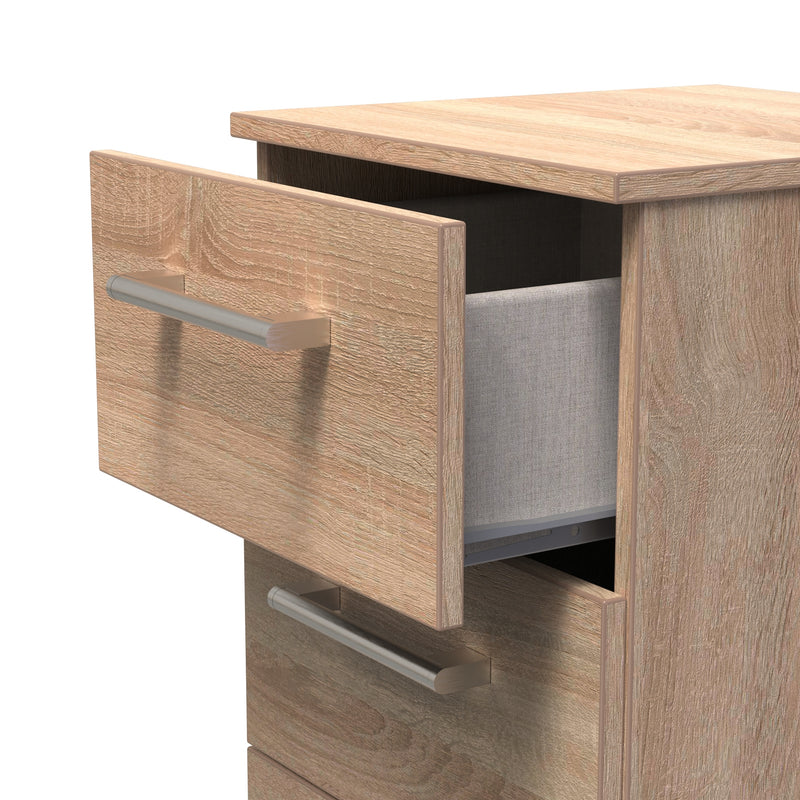 Denver Ready Assembled Bedside Table with 3 Drawers - Oak