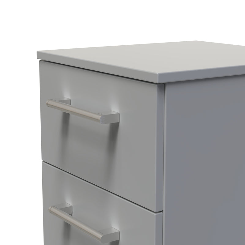 Denver Ready Assembled Bedside Table with 3 Drawers - Grey