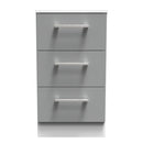 Denver Ready Assembled Bedside Table with 3 Drawers -Grey & White