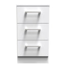 Denver Ready Assembled Bedside Table with 3 Drawers - White