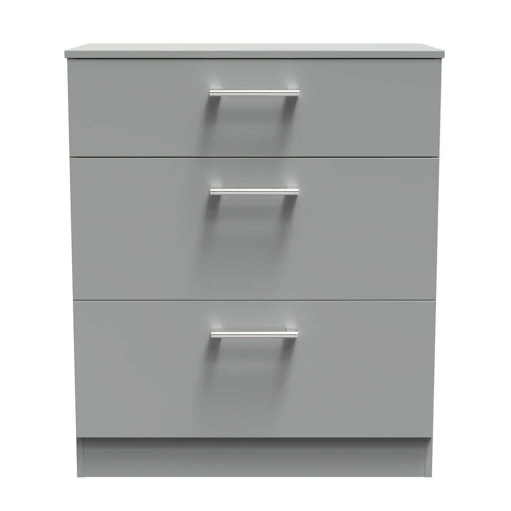 3 Drawer Denver Ready Assembled Chest Of Drawers with 3 Drawers - Grey