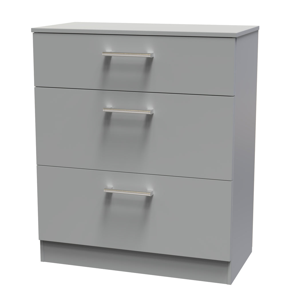 3 Drawer Denver Ready Assembled Chest Of Drawers with 3 Drawers - Grey