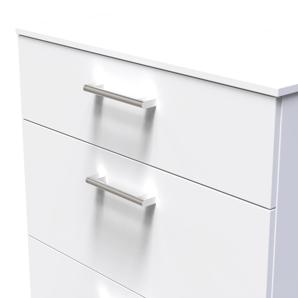 Drawer White Ribbon Denver Ready Assembled Chest Of Drawers with 3 Drawers - White