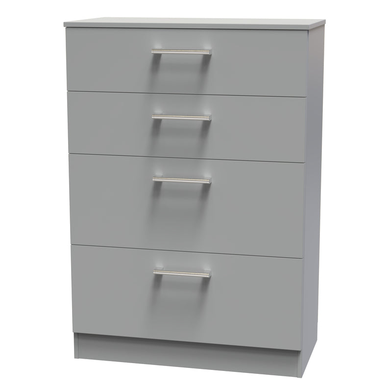 Denver Ready Assembled Chest Of Drawers with 4 Drawers - Grey