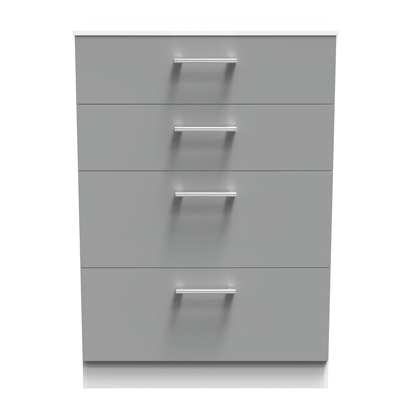 Denver Ready Assembled Chest Of Drawers with 4 Drawers - Grey & White