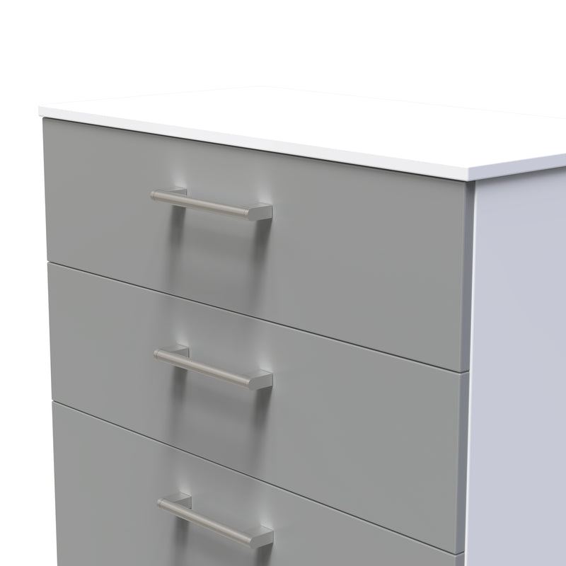 Denver Ready Assembled Chest Of Drawers with 4 Drawers - Grey & White