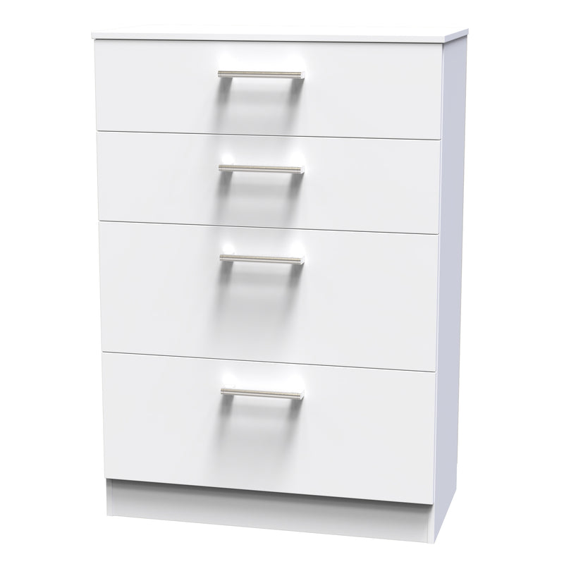 Denver Ready Assembled Chest Of Drawers with 4 Drawers - White