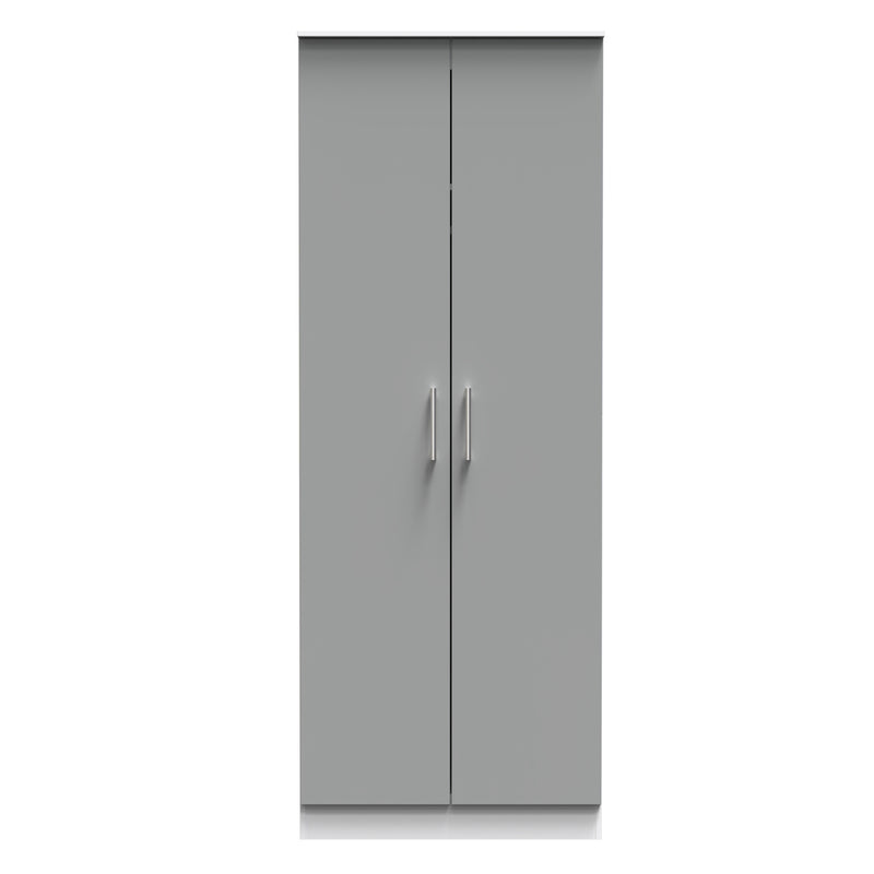 Denver Ready Assembled Wardrobe with 2 Doors - Grey & White