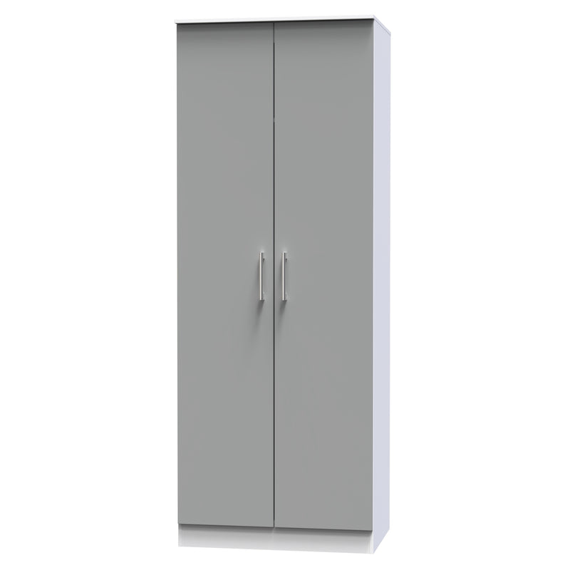 Denver Ready Assembled Wardrobe with 2 Doors - Grey & White