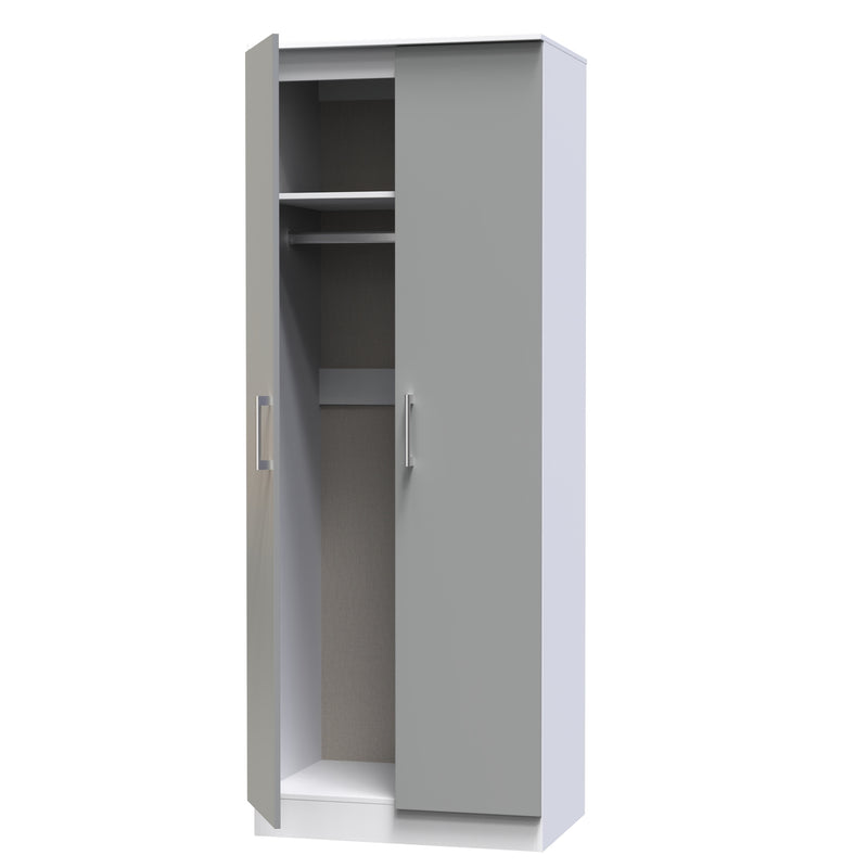 Denver Ready Assembled Wardrobe with 2 Doors - Grey & White