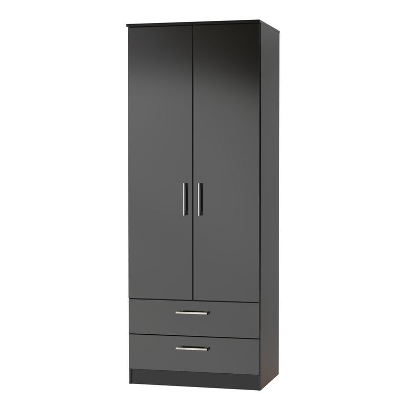 Denver Ready Assembled Wardrobe with 2 Doors and 2 Drawers - Black