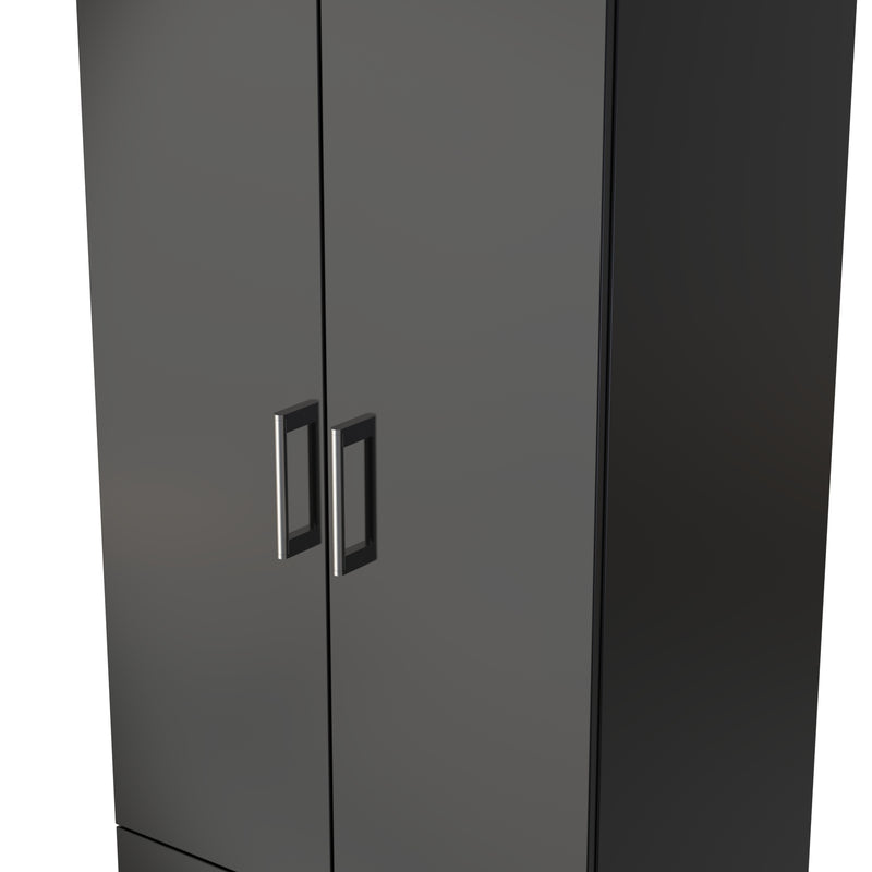 Denver Ready Assembled Wardrobe with 2 Doors and 2 Drawers - Black