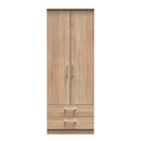 Denver Ready Assembled Wardrobe with 2 Doors and 2 Drawers - Oak