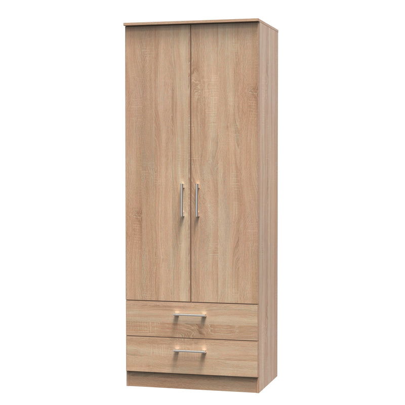 Denver Ready Assembled Wardrobe with 2 Doors and 2 Drawers - Oak