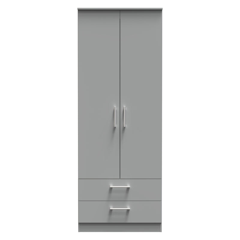 Denver Ready Assembled Wardrobe with 2 Doors and 2 Drawers - Grey