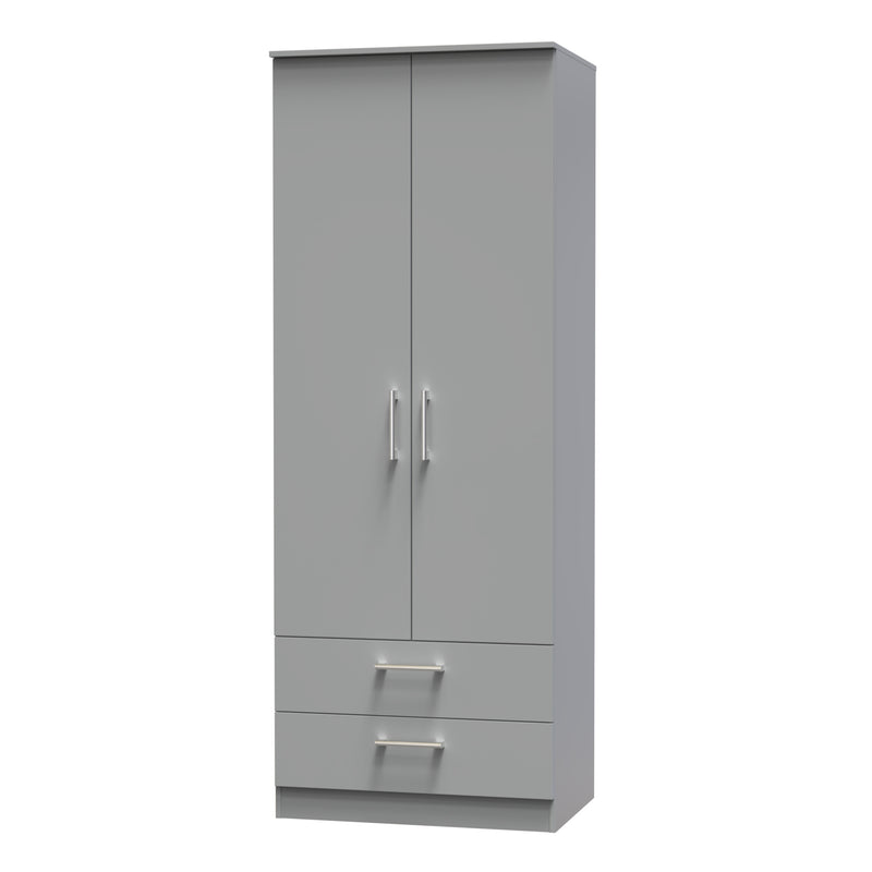 Denver Ready Assembled Wardrobe with 2 Doors and 2 Drawers - Grey