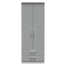 Denver Ready Assembled Wardrobe with 2 Doors and 2 Drawers - Grey &  White