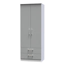 Denver Ready Assembled Wardrobe with 2 Doors and 2 Drawers - Grey &  White