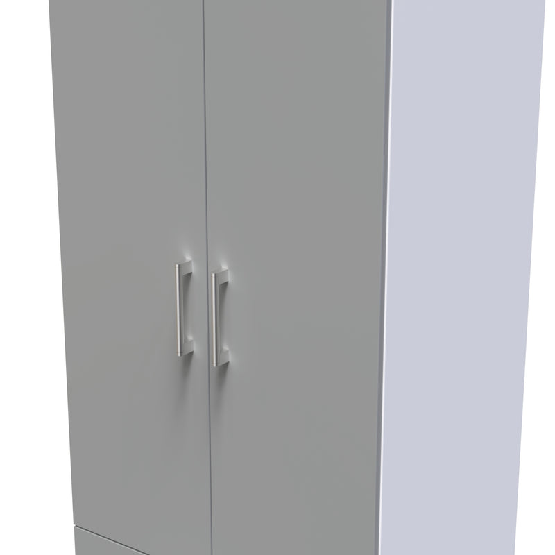 Denver Ready Assembled Wardrobe with 2 Doors and 2 Drawers - Grey &  White