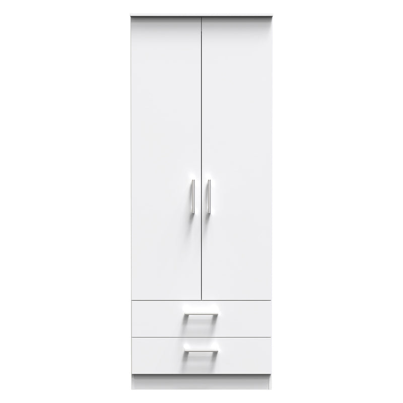 Denver Ready Assembled Wardrobe with 2 Doors and 2 Drawers - White