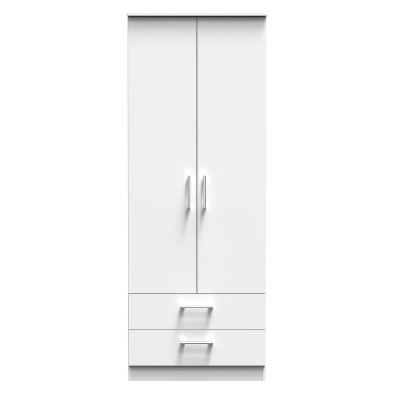 Denver Ready Assembled Wardrobe with 2 Doors and 2 Drawers - White