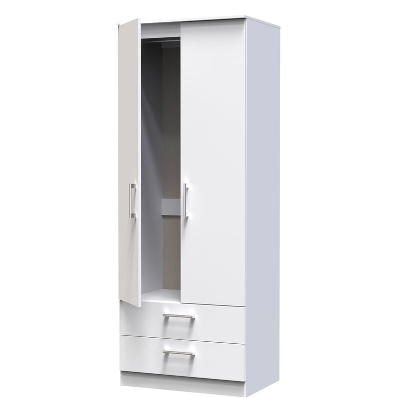 Denver Ready Assembled Wardrobe with 2 Doors and 2 Drawers - White