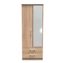 Denver Oak Ready Assembled Wardrobe with 2 Doors and 2 Drawers with Mirror
