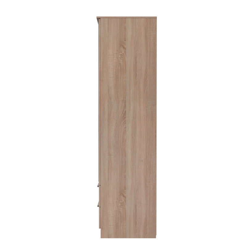 Denver Oak Ready Assembled Wardrobe with 2 Doors and 2 Drawers with Mirror